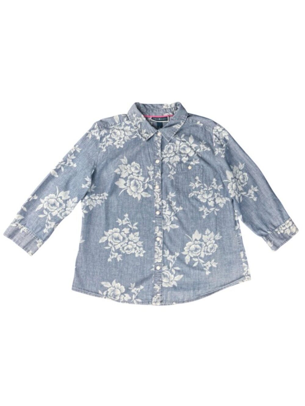 Karen Scott Floral Cotton Button Up Shirt Women's Size L